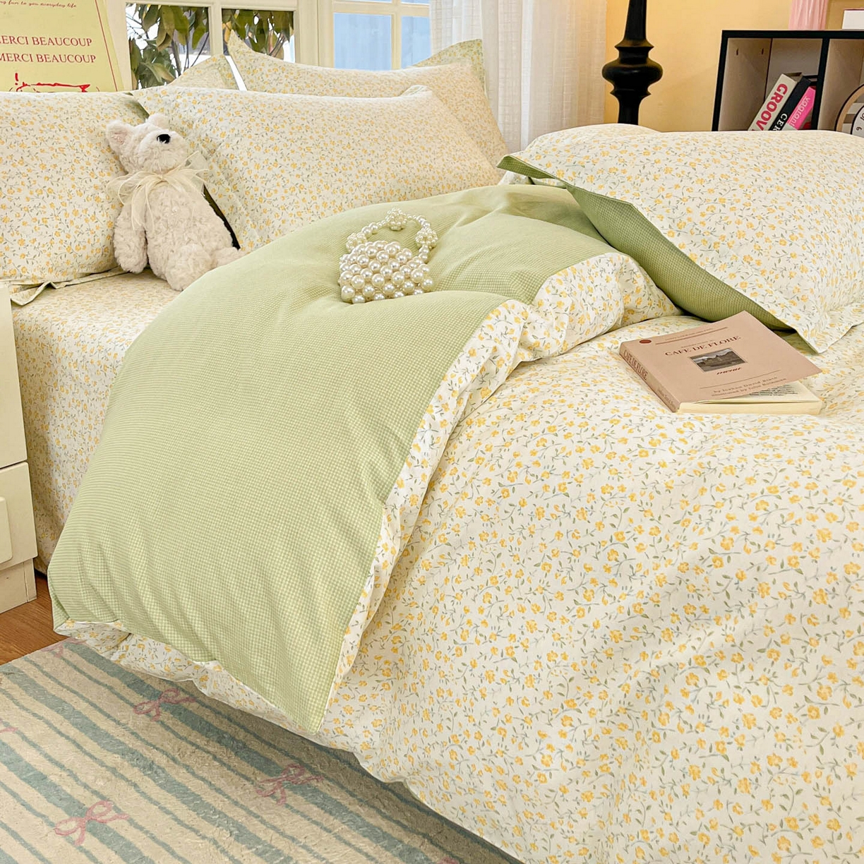 91家纺网 家纺一手货源 找家纺 铭成家纺 2026新款全棉印花小清新单被套（提供买家秀） 杏曳