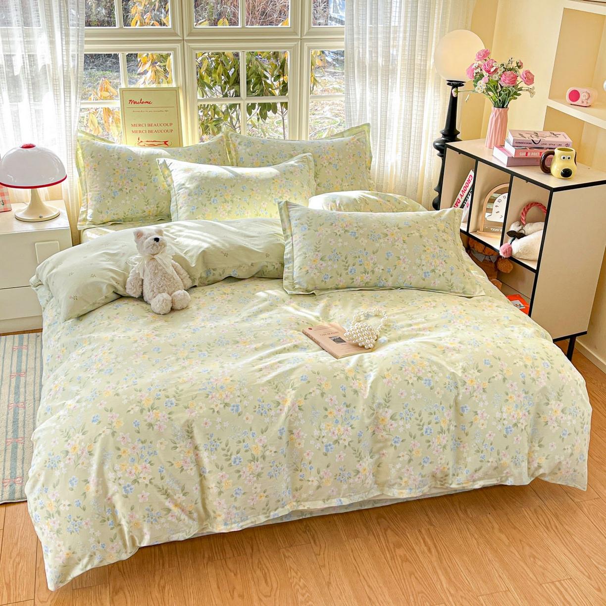 91家纺网 家纺一手货源 找家纺 铭成家纺 2026新款全棉印花小清新单被套（提供买家秀） 徐徐花开