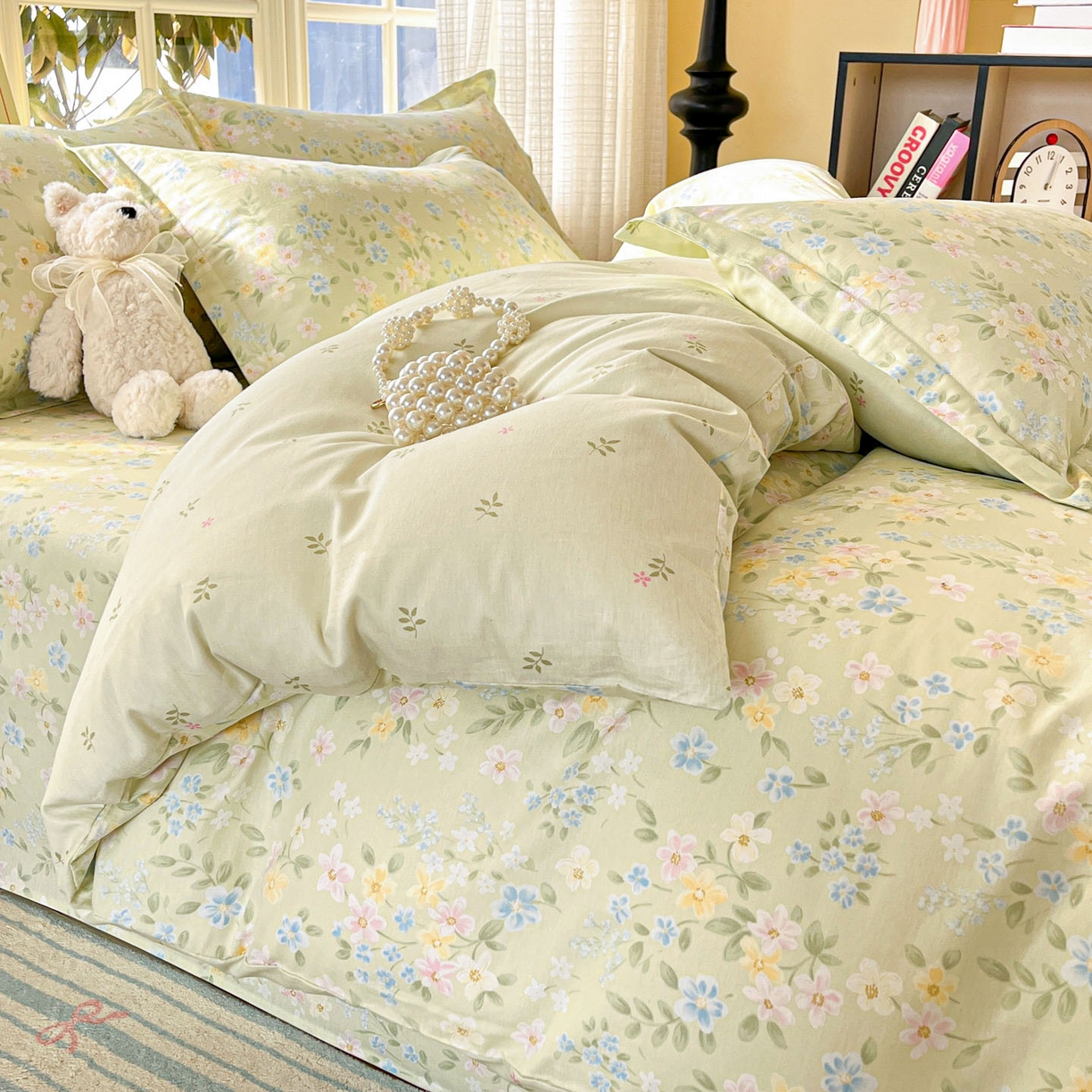 91家纺网 家纺一手货源 找家纺 铭成家纺 2026新款全棉印花小清新单被套（提供买家秀） 徐徐花开