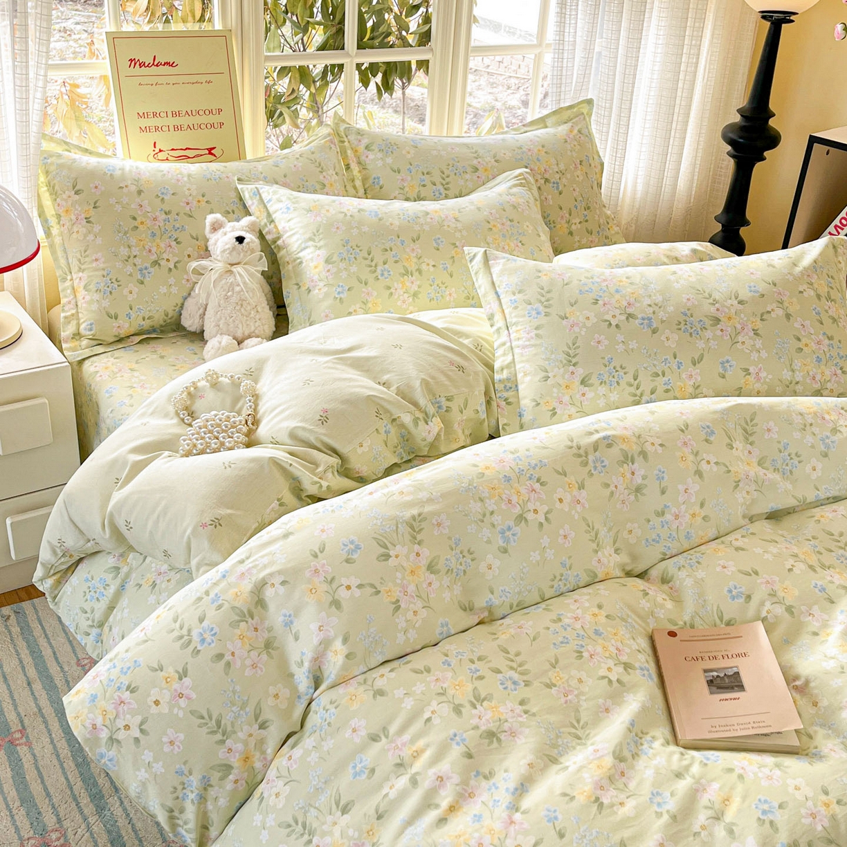 91家纺网 家纺一手货源 找家纺 铭成家纺 2026新款全棉印花小清新单被套（提供买家秀） 徐徐花开