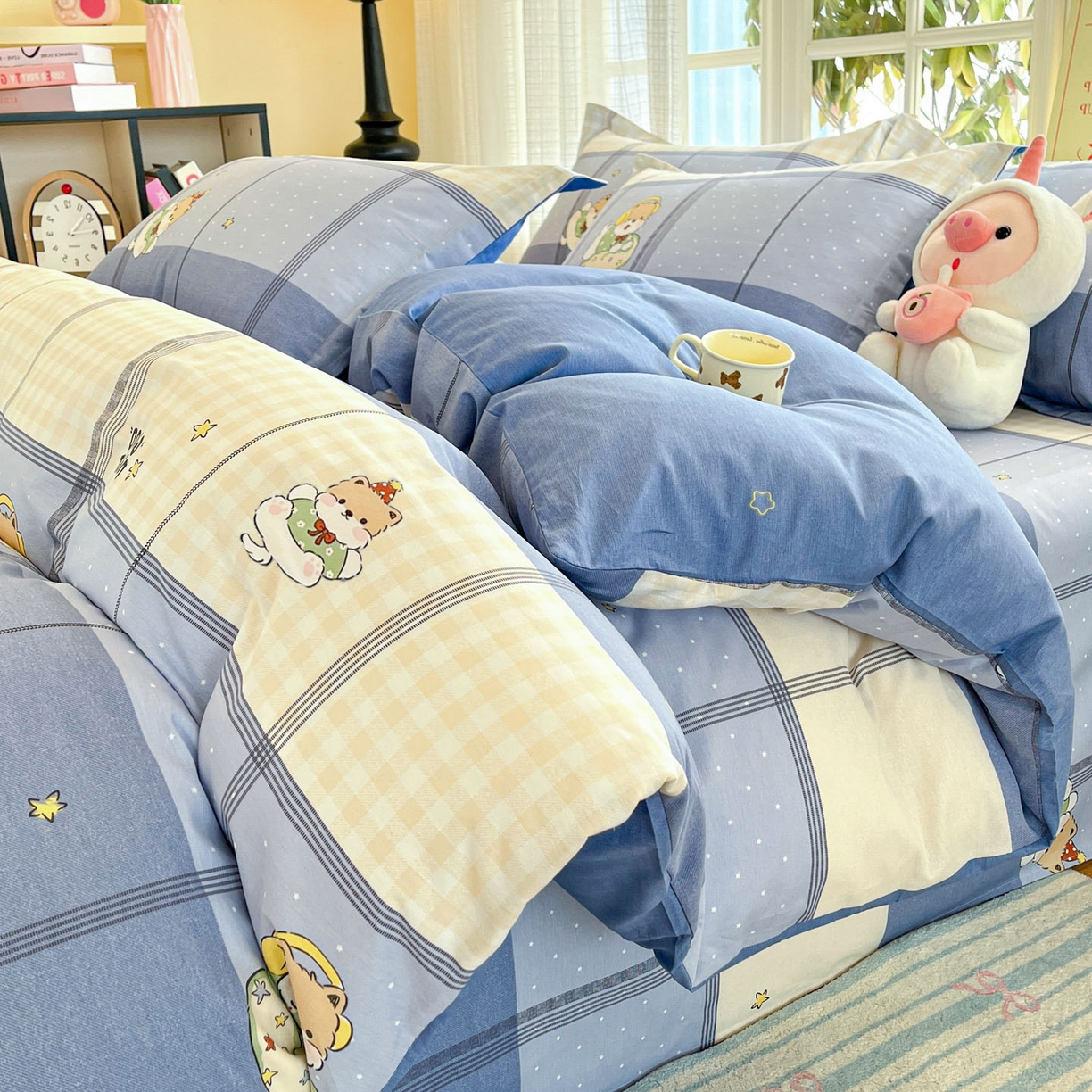 91家纺网 家纺一手货源 找家纺 铭成家纺 2026新款全棉印花小清新单被套（提供买家秀） 摇滚小狗