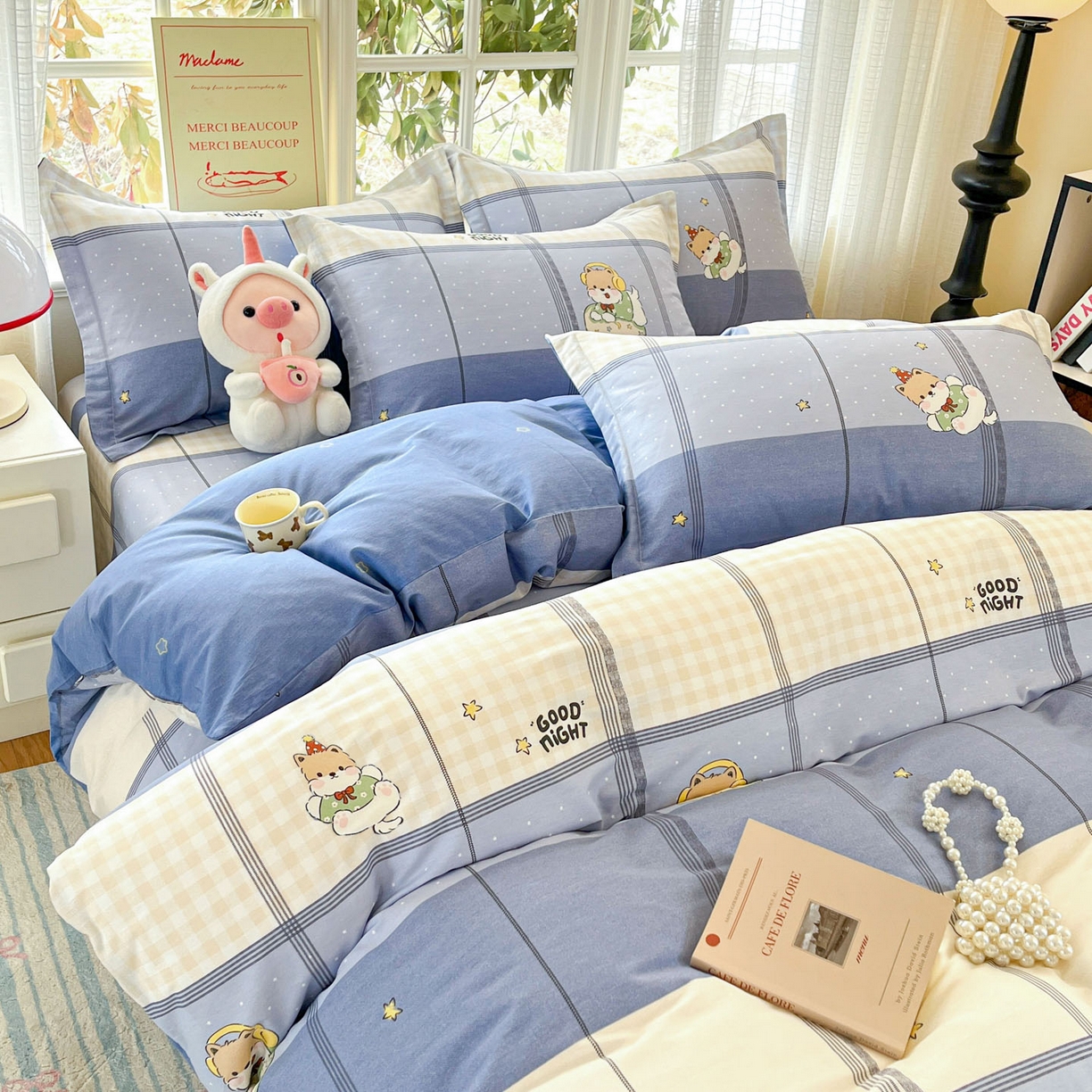 91家纺网 家纺一手货源 找家纺 铭成家纺 2026新款全棉印花小清新单被套（提供买家秀） 摇滚小狗