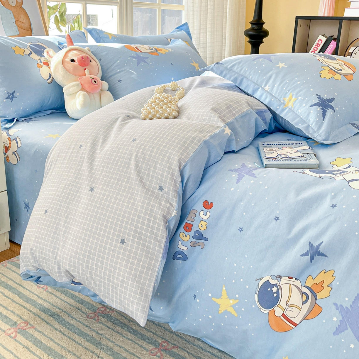 91家纺网 家纺一手货源 找家纺 铭成家纺 2026新款全棉印花小清新单被套（提供买家秀） 月球摘星