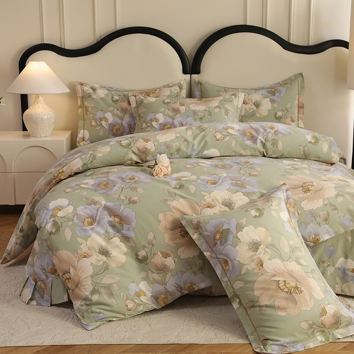 91家纺网 家纺一手货源 找家纺 幸嘉轩 2026新款全棉纯棉加厚百分百磨毛四件套 花灿烂