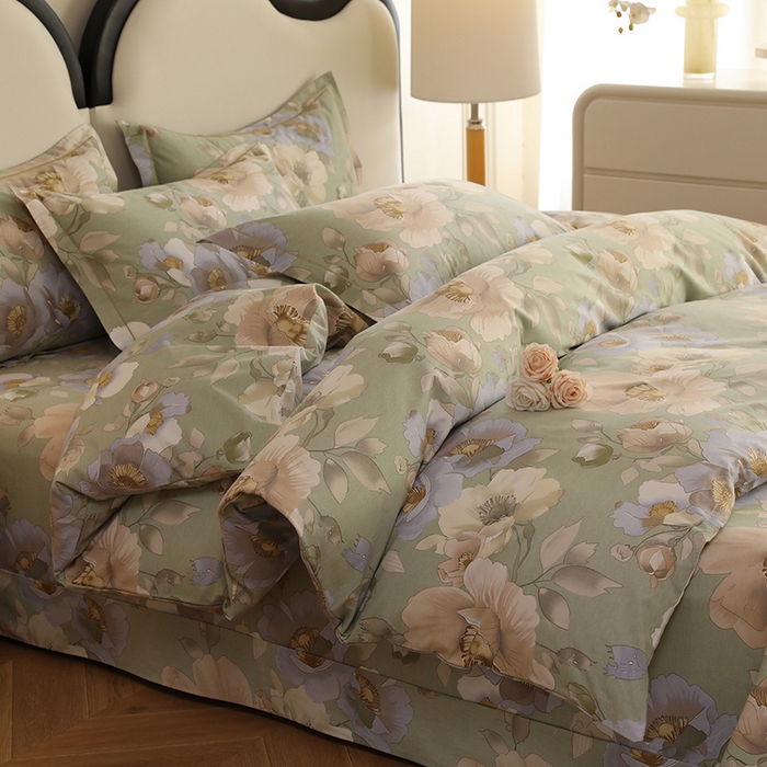 91家纺网 家纺一手货源 找家纺 幸嘉轩 2026新款全棉纯棉加厚百分百磨毛四件套 花灿烂