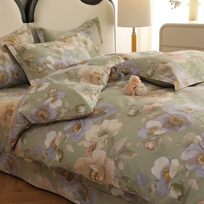 91家纺网 家纺一手货源 找家纺 幸嘉轩 2026新款全棉纯棉加厚百分百磨毛四件套 花灿烂