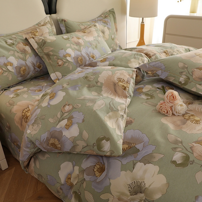 91家纺网 家纺一手货源 找家纺 幸嘉轩 2026新款全棉纯棉加厚百分百磨毛四件套 花灿烂