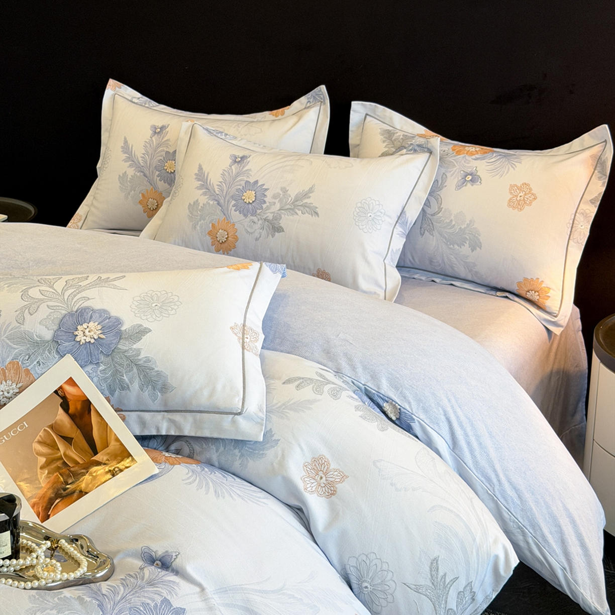 91家纺网 家纺一手货源 找家纺 幸嘉轩 2026新款全棉纯棉加厚百分百磨毛四件套 淡雅朱莉