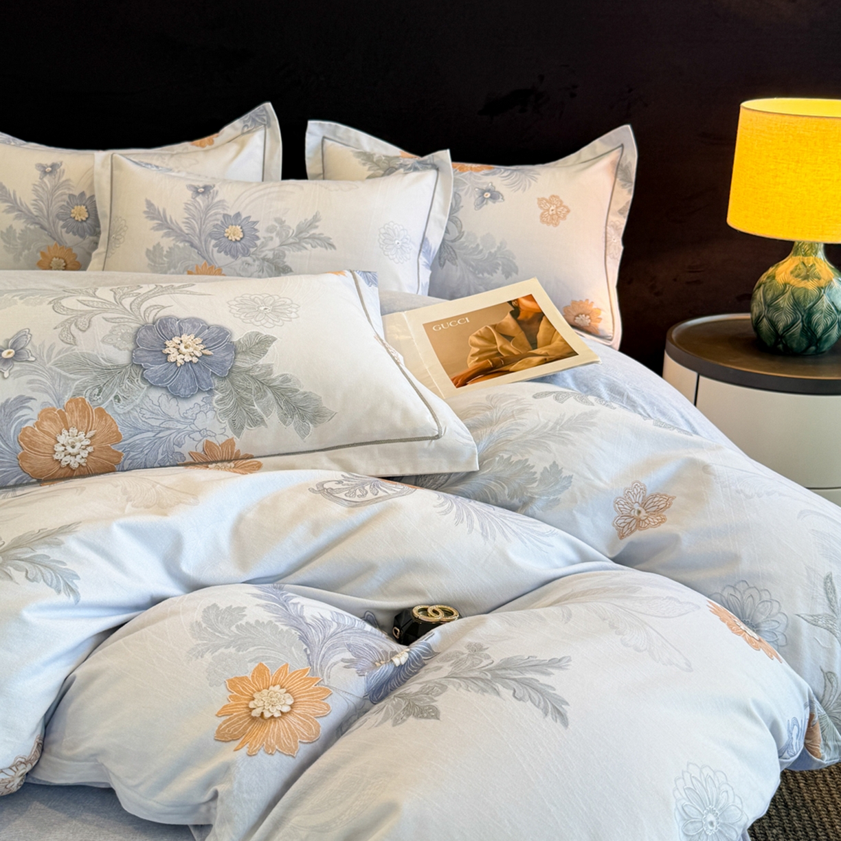 91家纺网 家纺一手货源 找家纺 幸嘉轩 2026新款全棉纯棉加厚百分百磨毛四件套 淡雅朱莉