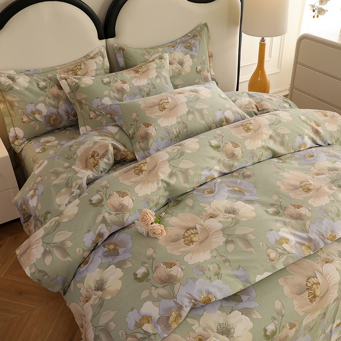 91家纺网 家纺一手货源 找家纺 幸嘉轩 2026新款全棉纯棉加厚百分百磨毛四件套 花灿烂