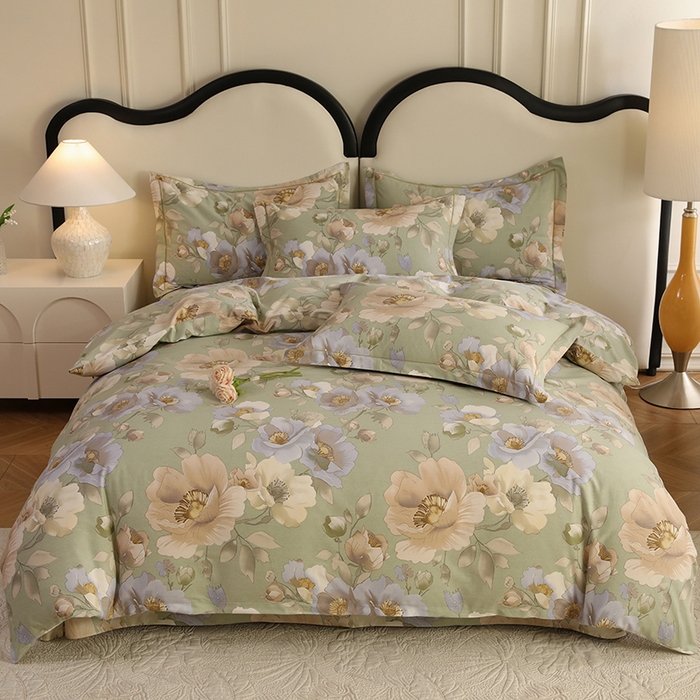 91家纺网 家纺一手货源 找家纺 幸嘉轩 2026新款全棉纯棉加厚百分百磨毛四件套 花灿烂