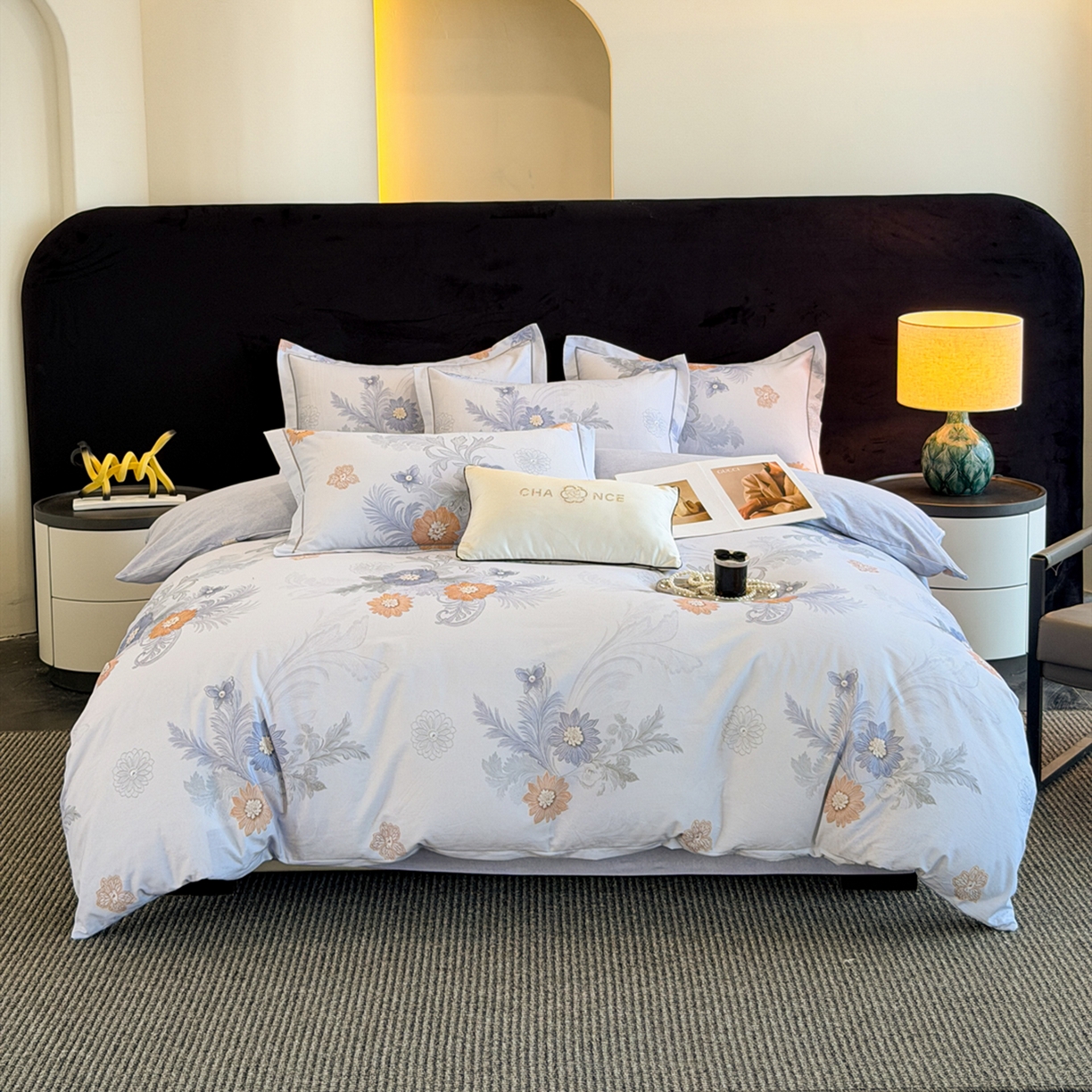 91家纺网 家纺一手货源 找家纺 幸嘉轩 2026新款全棉纯棉加厚百分百磨毛四件套 淡雅朱莉