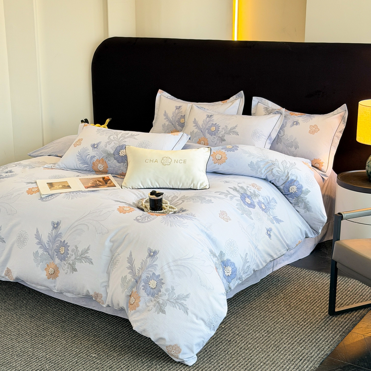 91家纺网 家纺一手货源 找家纺 幸嘉轩 2026新款全棉纯棉加厚百分百磨毛四件套 淡雅朱莉