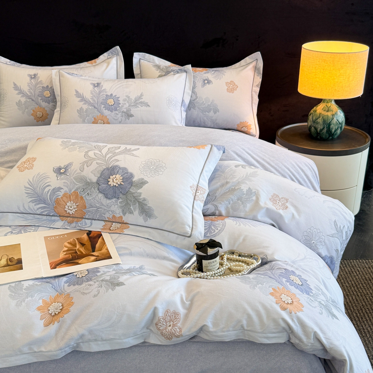 91家纺网 家纺一手货源 找家纺 幸嘉轩 2026新款全棉纯棉加厚百分百磨毛四件套 淡雅朱莉