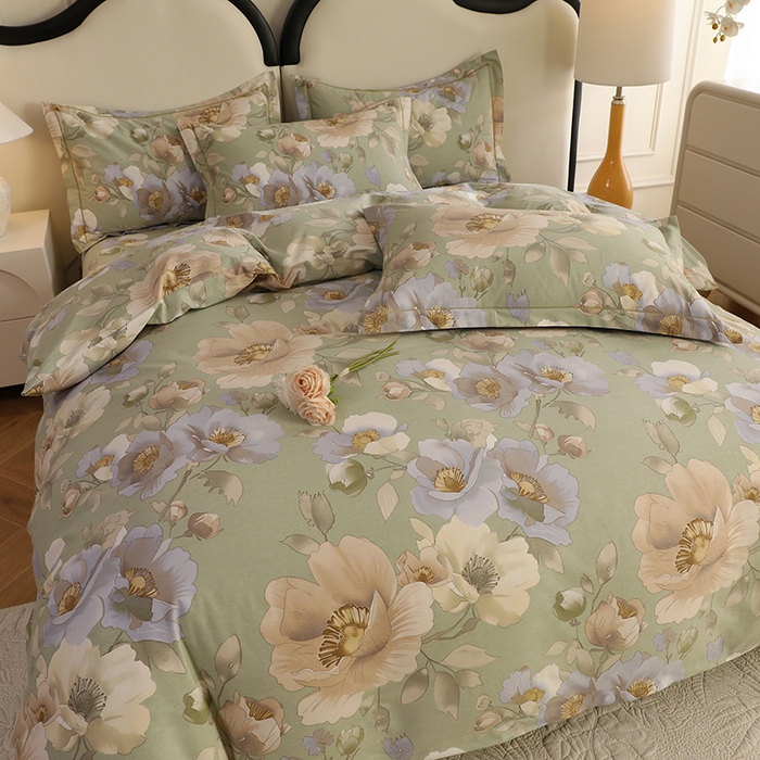 91家纺网 家纺一手货源 找家纺 幸嘉轩 2026新款全棉纯棉加厚百分百磨毛四件套 花灿烂