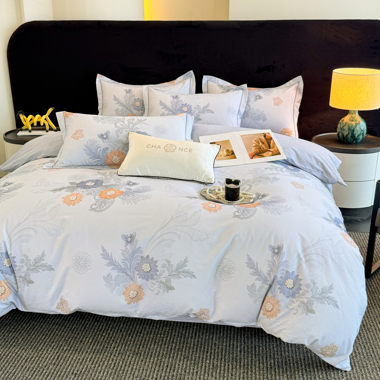 91家纺网 家纺一手货源 找家纺 幸嘉轩 2026新款全棉纯棉加厚百分百磨毛四件套 淡雅朱莉