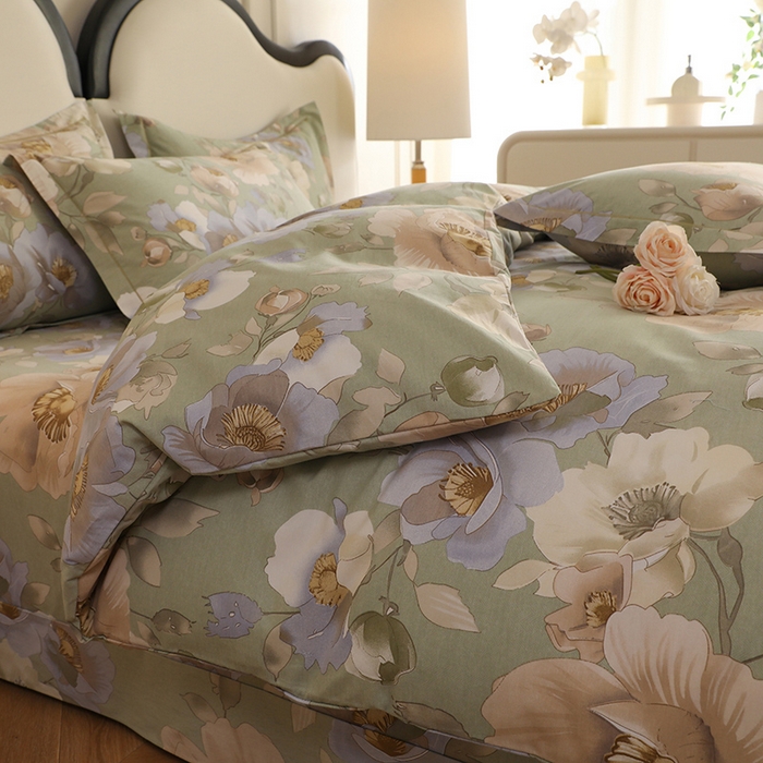 91家纺网 家纺一手货源 找家纺 幸嘉轩 2026新款全棉纯棉加厚百分百磨毛四件套 花灿烂