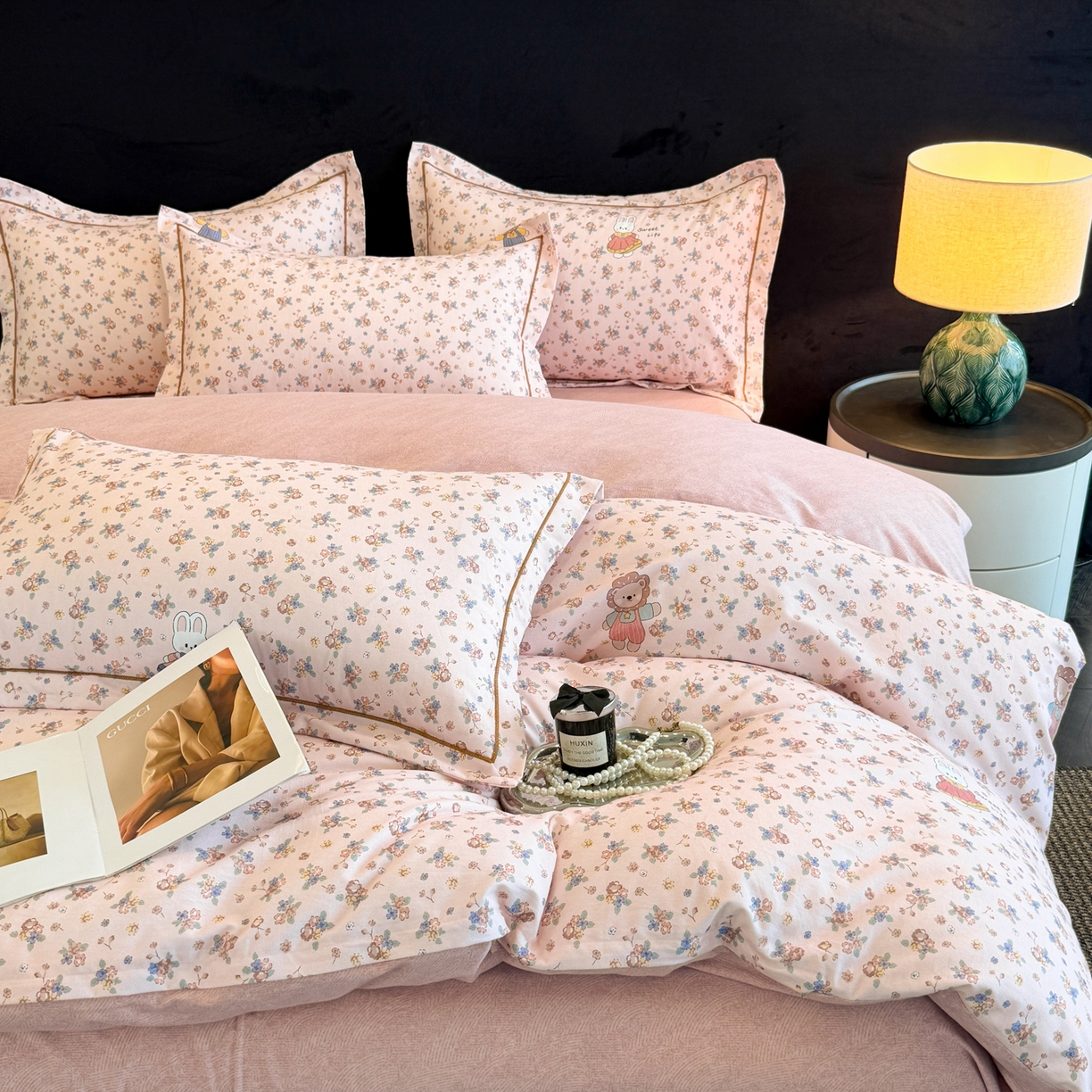 91家纺网 家纺一手货源 找家纺 幸嘉轩 2026新款全棉纯棉加厚百分百磨毛四件套 小狮子