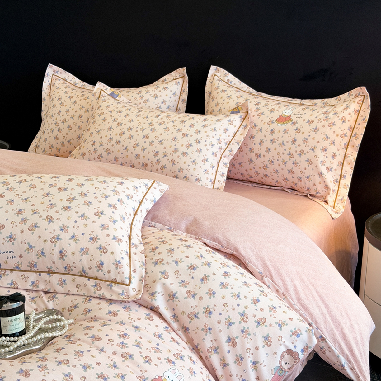 91家纺网 家纺一手货源 找家纺 幸嘉轩 2026新款全棉纯棉加厚百分百磨毛四件套 小狮子