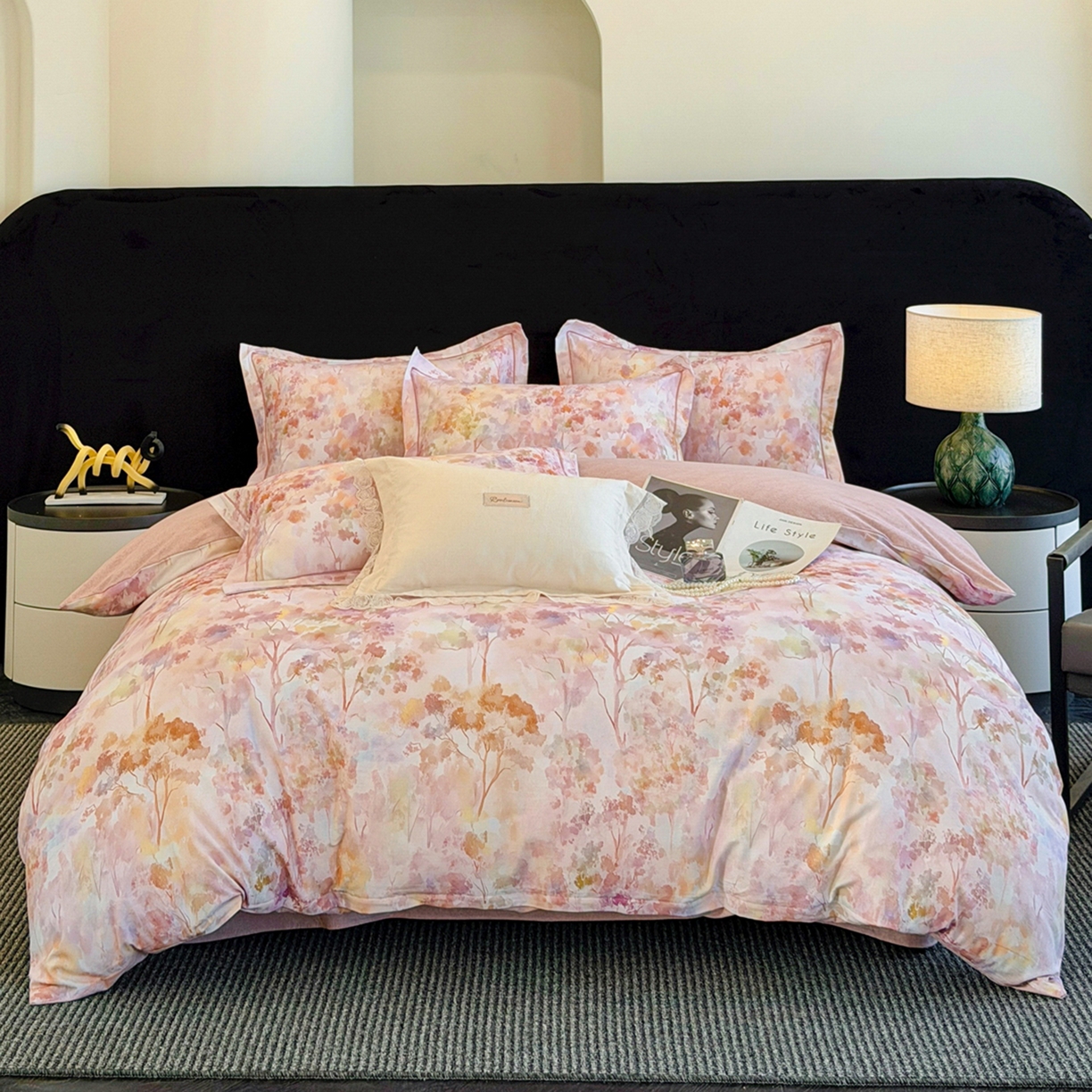 91家纺网 家纺一手货源 找家纺 幸嘉轩 2026新款全棉纯棉加厚百分百磨毛四件套 花之影