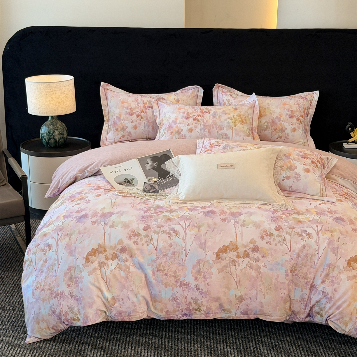 91家纺网 家纺一手货源 找家纺 幸嘉轩 2026新款全棉纯棉加厚百分百磨毛四件套 花之影