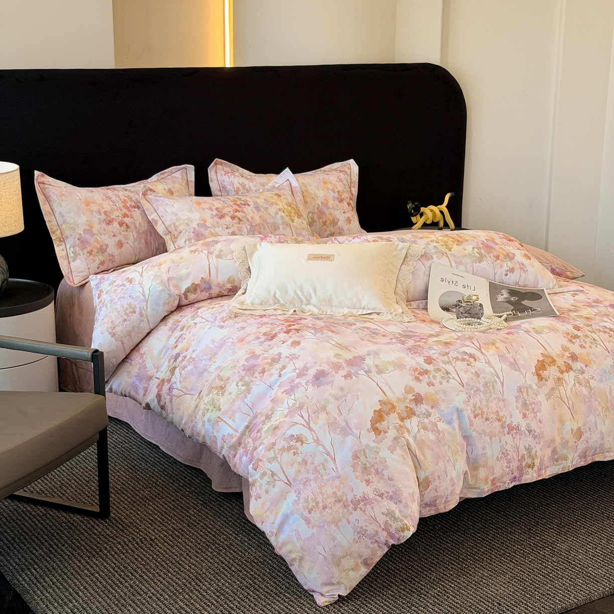 91家纺网 家纺一手货源 找家纺 幸嘉轩 2026新款全棉纯棉加厚百分百磨毛四件套 花之影