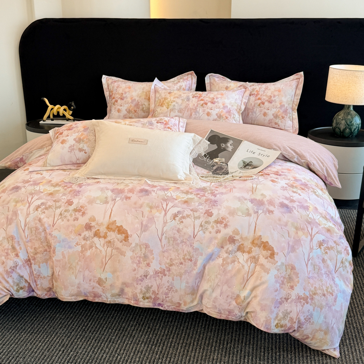 91家纺网 家纺一手货源 找家纺 幸嘉轩 2026新款全棉纯棉加厚百分百磨毛四件套 花之影