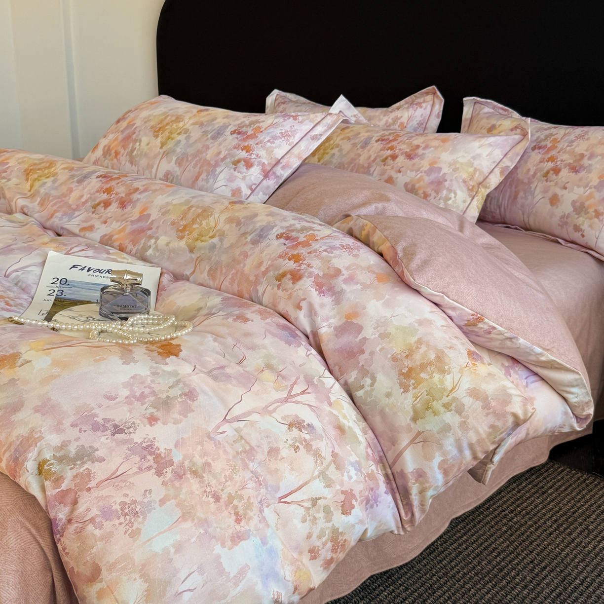 91家纺网 家纺一手货源 找家纺 幸嘉轩 2026新款全棉纯棉加厚百分百磨毛四件套 花之影