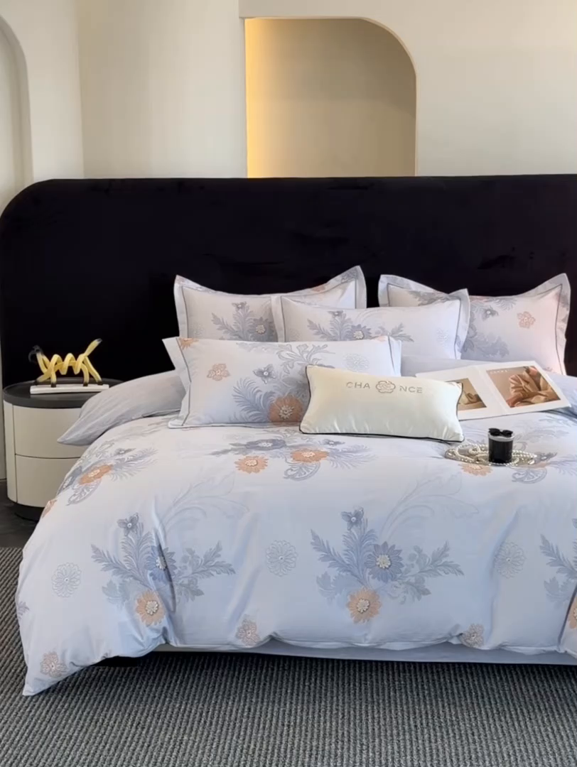 91家纺网 家纺一手货源 找家纺 幸嘉轩 2026新款全棉纯棉加厚百分百磨毛四件套 淡雅朱莉