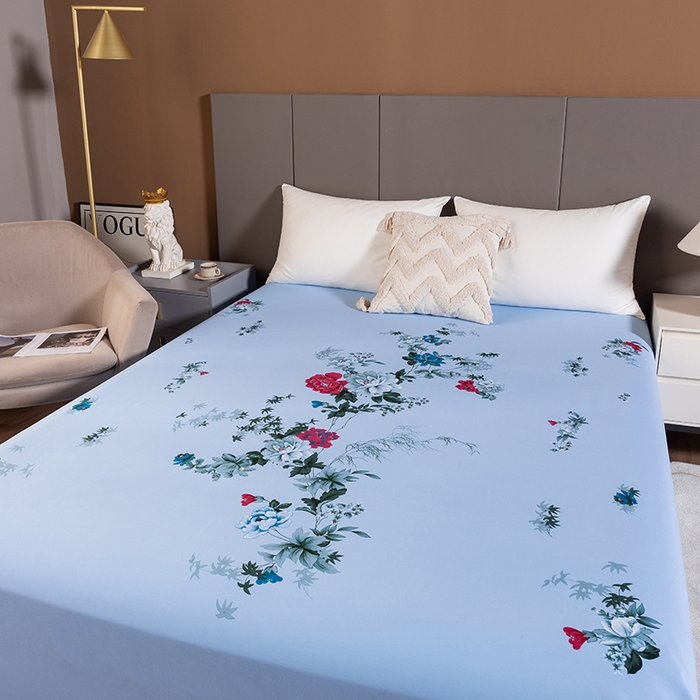 91家纺网 家纺一手货源 找家纺 居美良品 2026新款100%全棉纯棉老式国民床单老上海海床单-牡丹绽放 牡丹绽放-蓝色