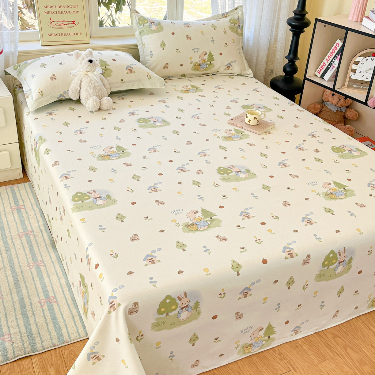 91家纺网 家纺一手货源 找家纺 （总）铭成家纺 2026新款全棉印花小清新单床单（提供买家秀）