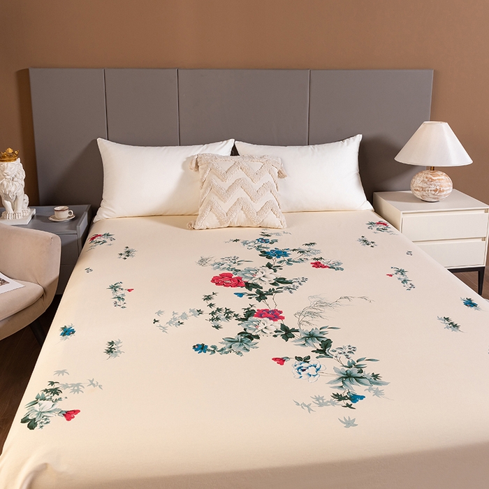 91家纺网 家纺一手货源 找家纺 居美良品 2026新款100%全棉纯棉老式国民床单老上海海床单-牡丹绽放 牡丹绽放-米黄