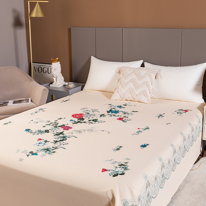 91家纺网 家纺一手货源 找家纺 居美良品 2026新款100%全棉纯棉老式国民床单老上海海床单-牡丹绽放 牡丹绽放-米黄