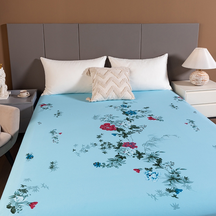 91家纺网 家纺一手货源 找家纺 居美良品 2026新款100%全棉纯棉老式国民床单老上海海床单-牡丹绽放 牡丹绽放-浅绿