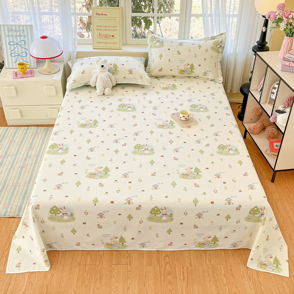 91家纺网 家纺一手货源 找家纺 （总）铭成家纺 2026新款全棉印花小清新单床单（提供买家秀）