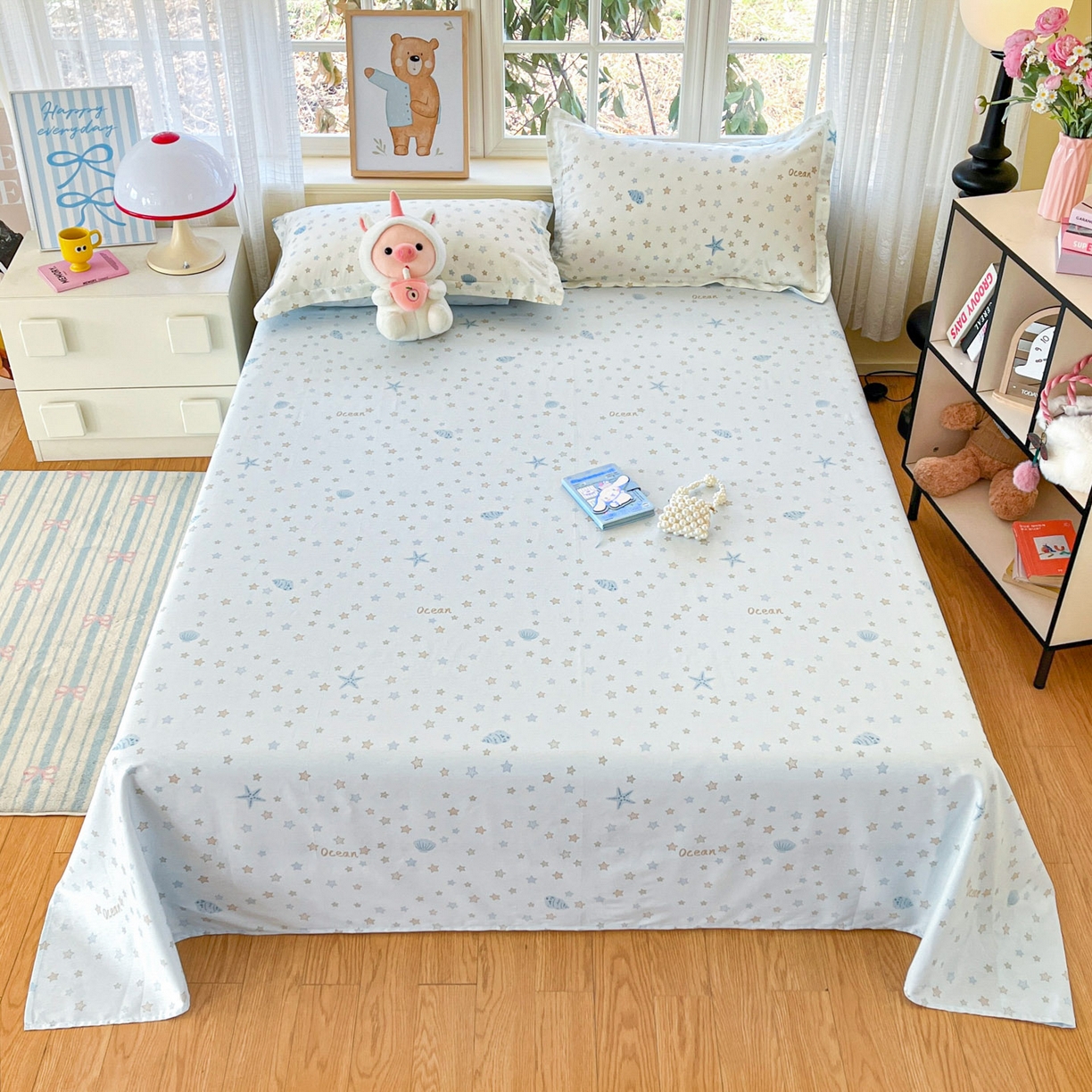 91家纺网 家纺一手货源 找家纺 （总）铭成家纺 2026新款全棉印花小清新单床单（提供买家秀）