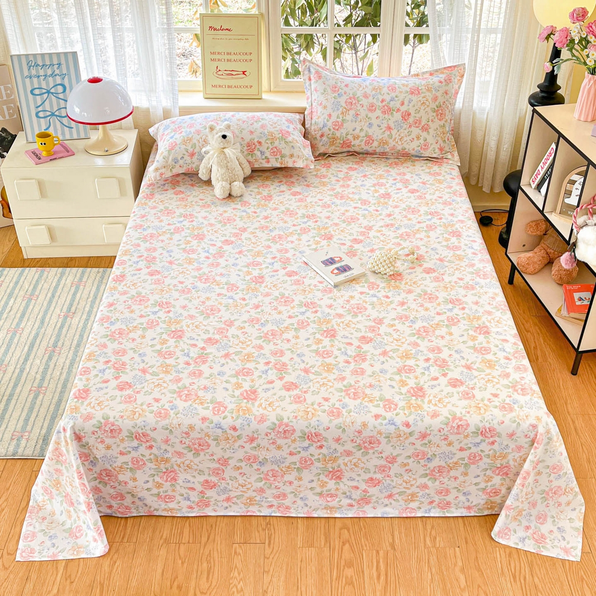 91家纺网 家纺一手货源 找家纺 （总）铭成家纺 2026新款全棉印花小清新单床单（提供买家秀）