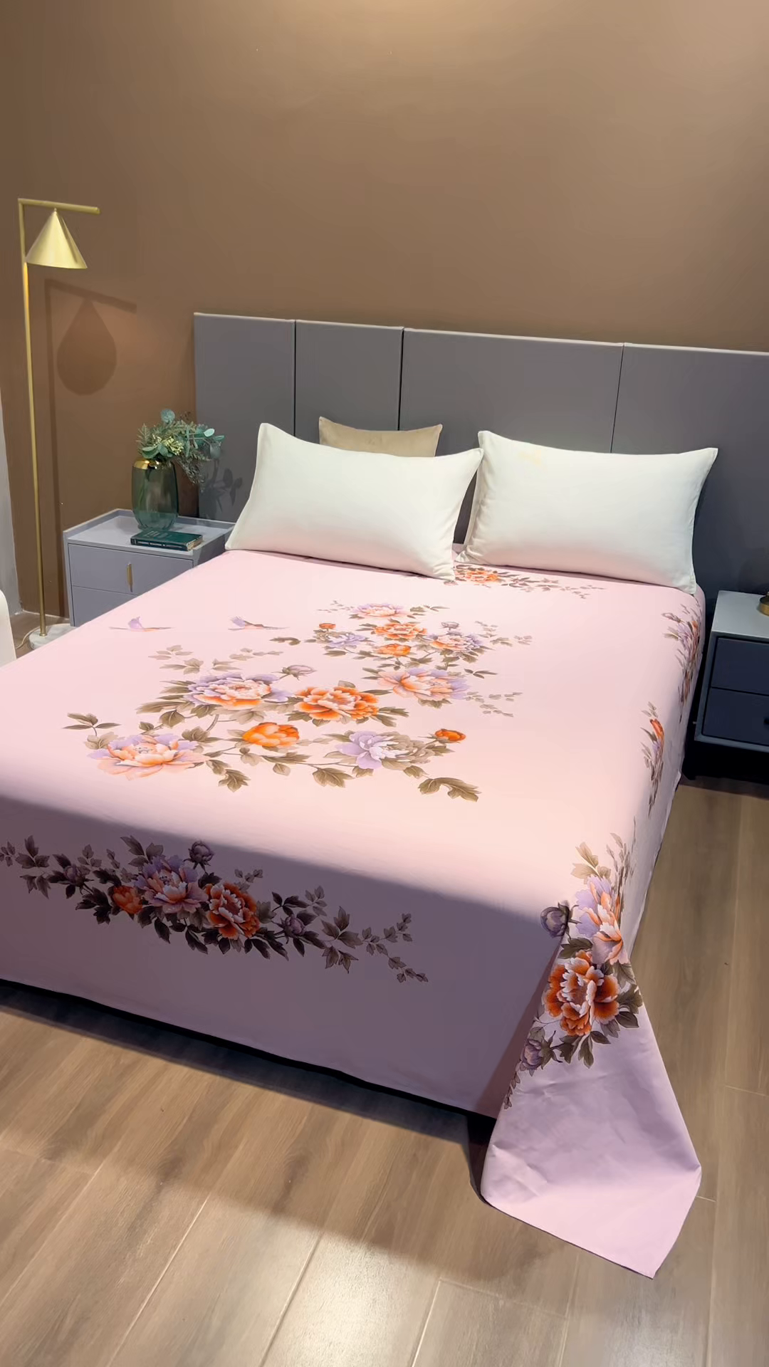 91家纺网 家纺一手货源 找家纺 居美良品 2026新款100%全棉纯棉老式国民老上海床单-牡丹飞燕 牡丹飞燕-淡玉