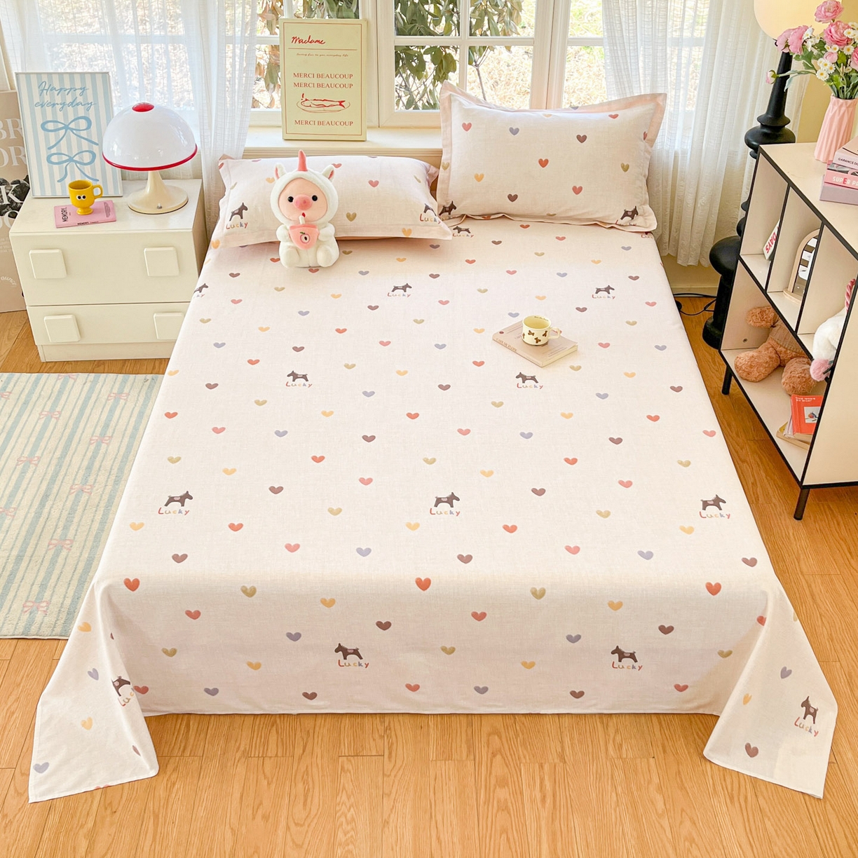 91家纺网 家纺一手货源 找家纺 （总）铭成家纺 2026新款全棉印花小清新单床单（提供买家秀）