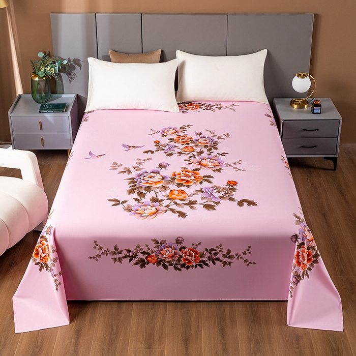 居美良品 2026新款100%全棉纯棉老式国民老上海床单-牡丹飞燕 牡丹飞燕-浅粉