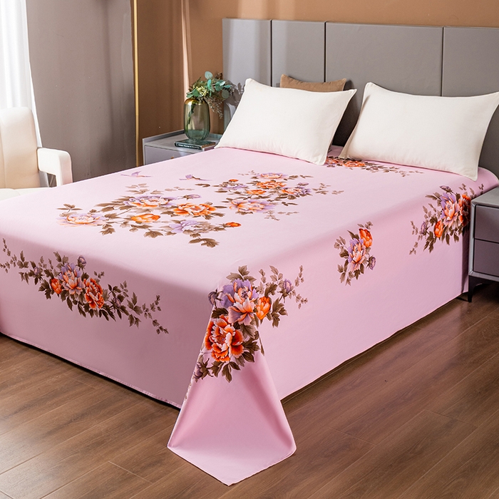 91家纺网 家纺一手货源 找家纺 居美良品 2026新款100%全棉纯棉老式国民老上海床单-牡丹飞燕 牡丹飞燕-浅粉