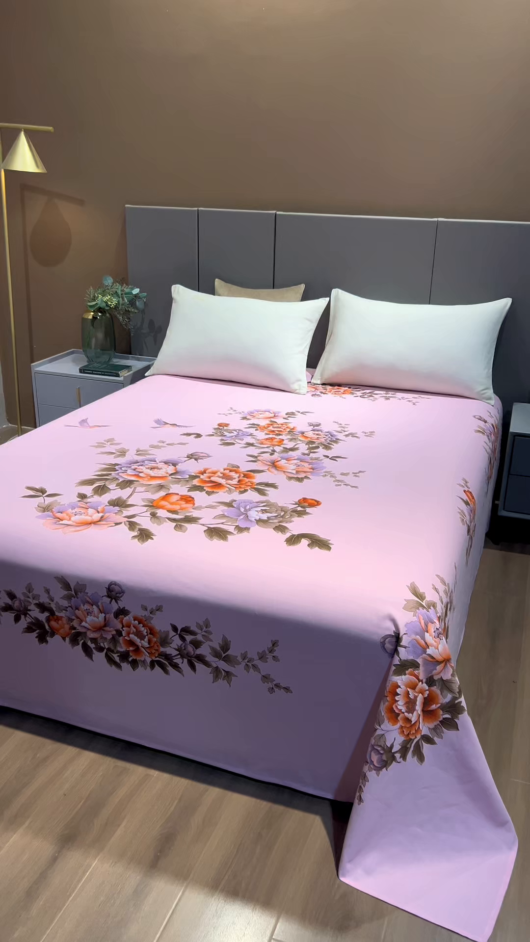 91家纺网 家纺一手货源 找家纺 居美良品 2026新款100%全棉纯棉老式国民老上海床单-牡丹飞燕 牡丹飞燕-浅粉