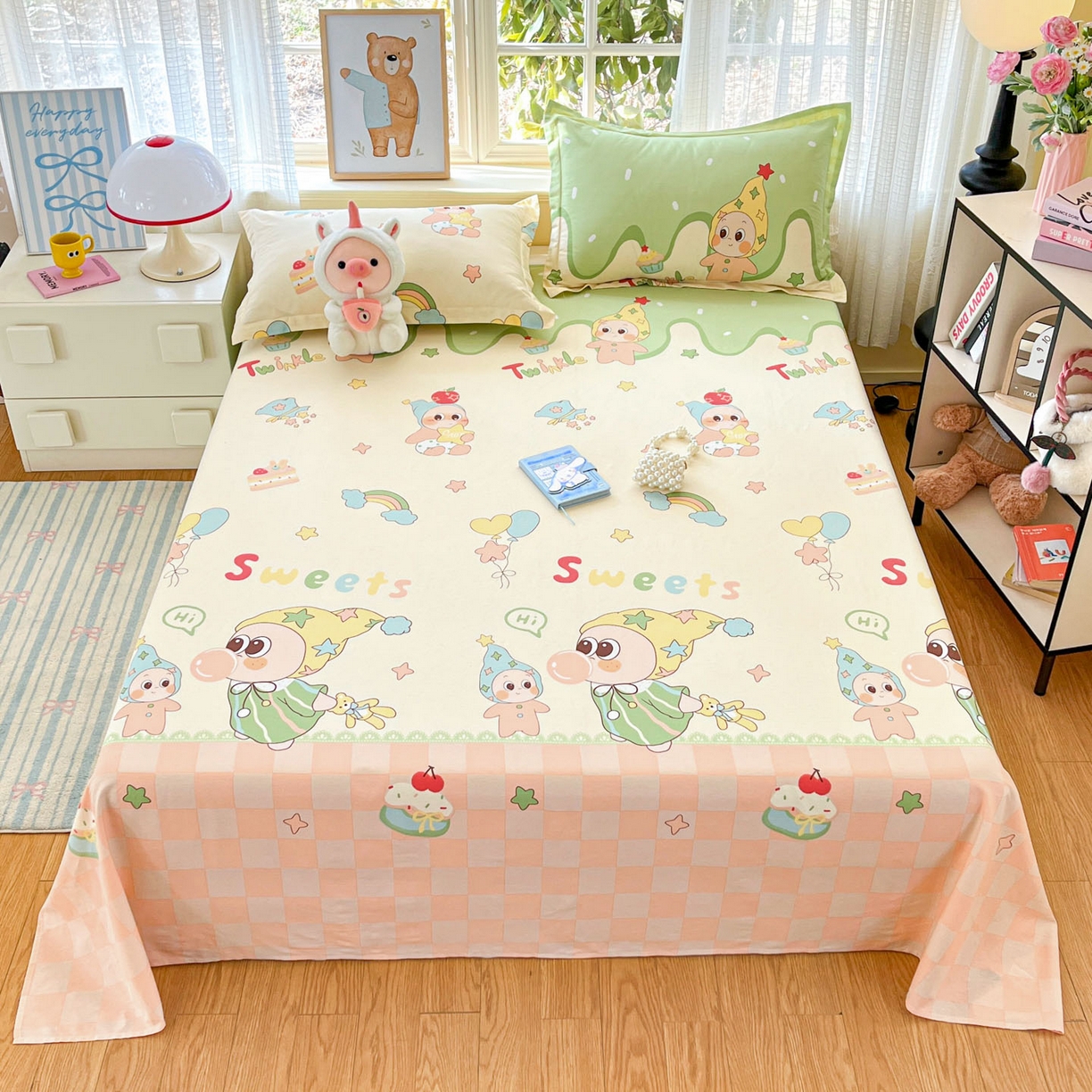 91家纺网 家纺一手货源 找家纺 （总）铭成家纺 2026新款全棉印花小清新单床单（提供买家秀）