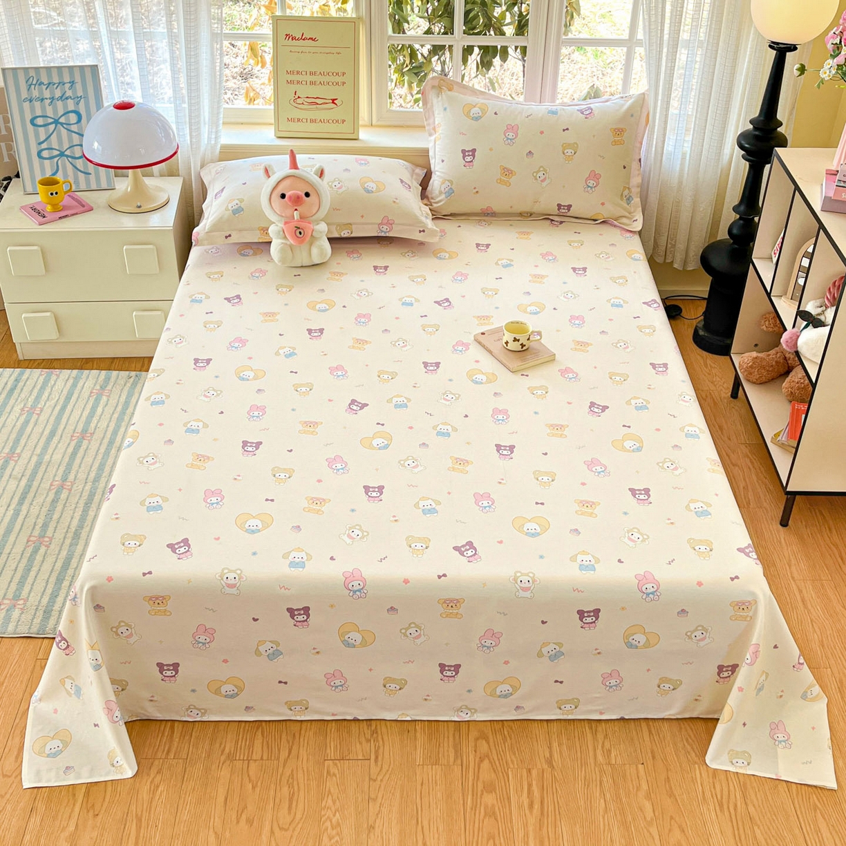 91家纺网 家纺一手货源 找家纺 （总）铭成家纺 2026新款全棉印花小清新单床单（提供买家秀）