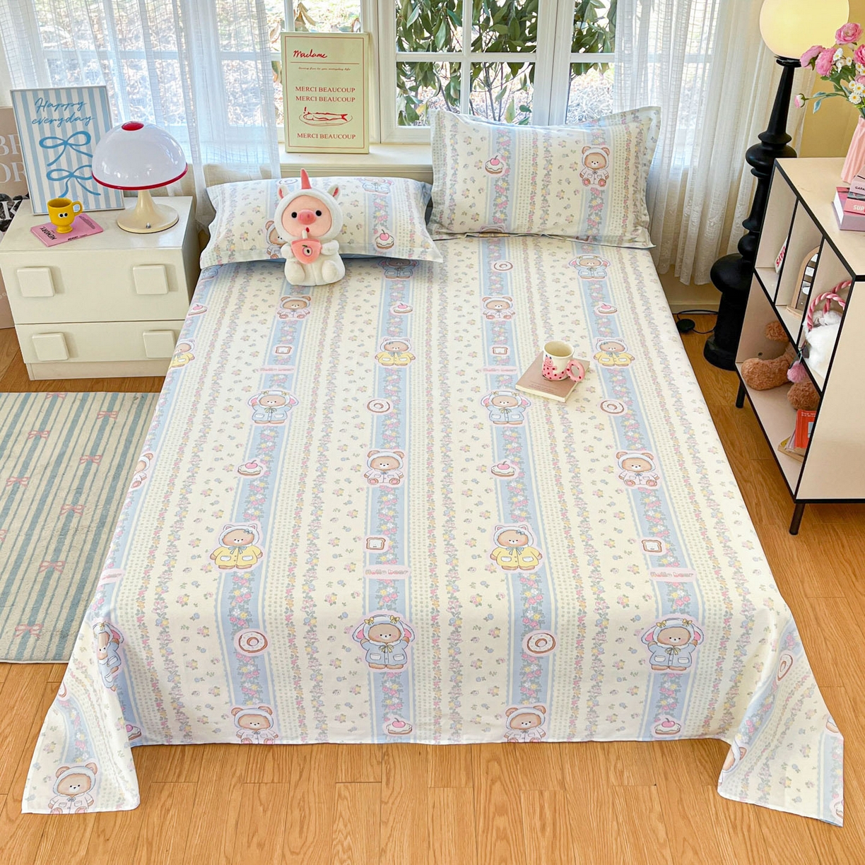 91家纺网 家纺一手货源 找家纺 （总）铭成家纺 2026新款全棉印花小清新单床单（提供买家秀）