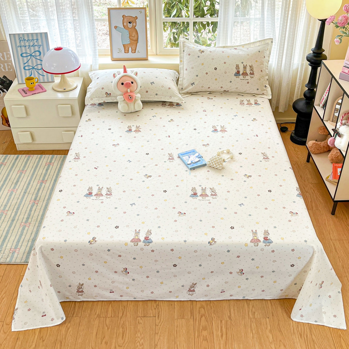 91家纺网 家纺一手货源 找家纺 （总）铭成家纺 2026新款全棉印花小清新单床单（提供买家秀）