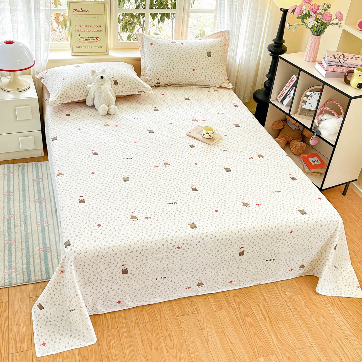 91家纺网 家纺一手货源 找家纺 铭成家纺 2026新款全棉印花小清新单床单（提供买家秀） 布偶日记