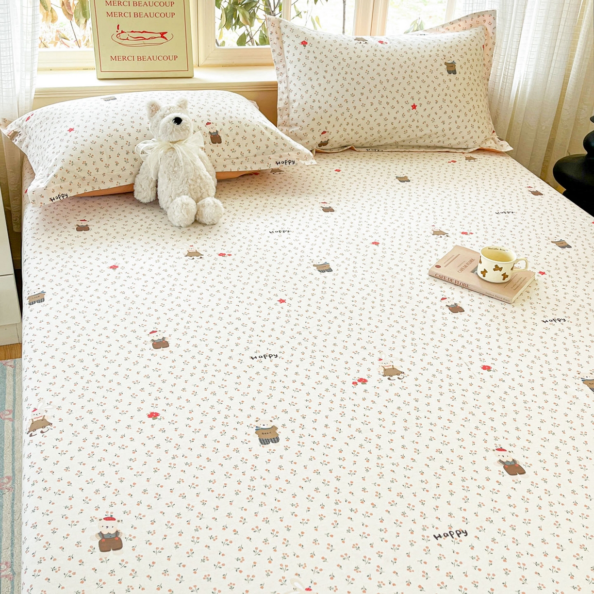 91家纺网 家纺一手货源 找家纺 铭成家纺 2026新款全棉印花小清新单床单（提供买家秀） 布偶日记