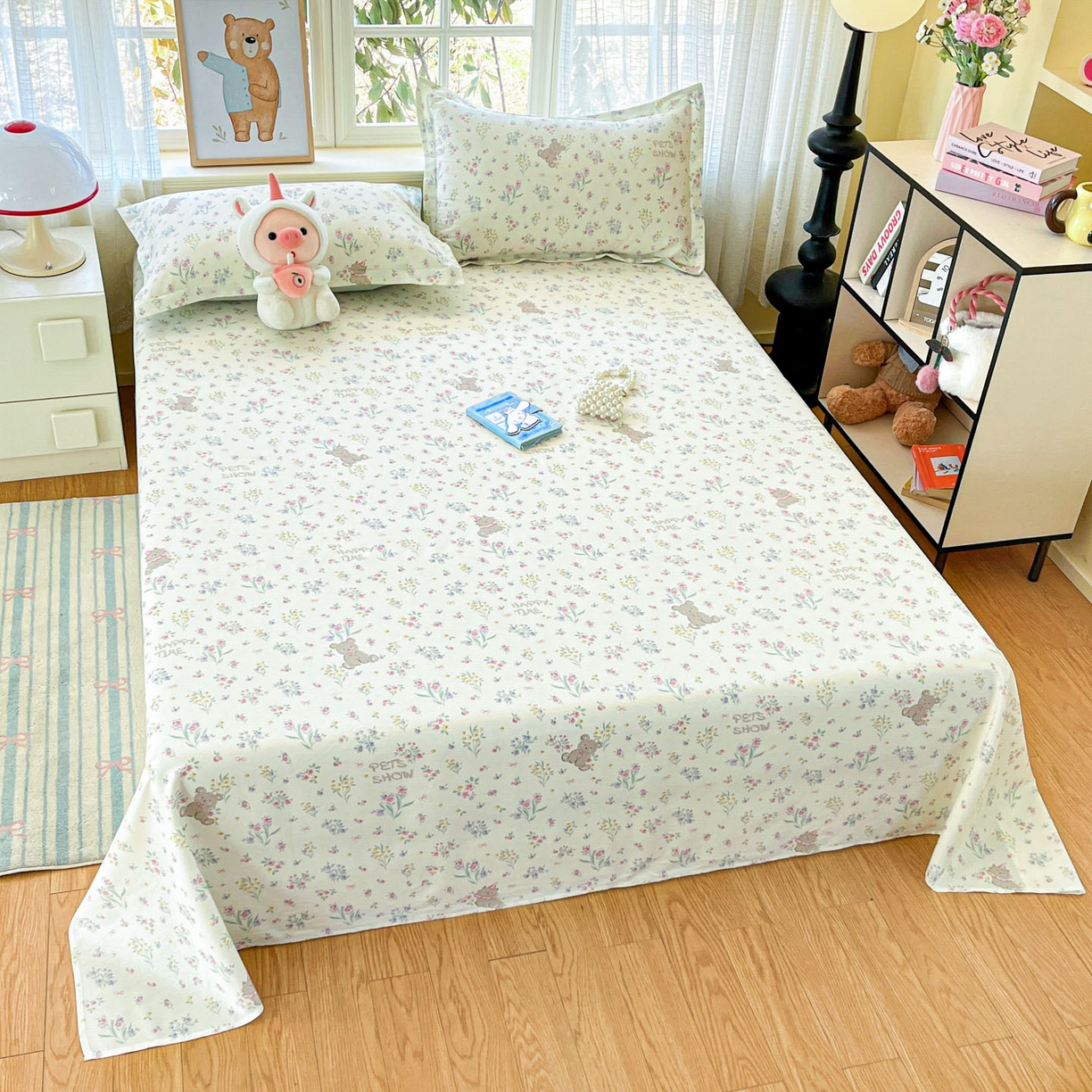 91家纺网 家纺一手货源 找家纺 铭成家纺 2026新款全棉印花小清新单床单（提供买家秀） 花园宝贝