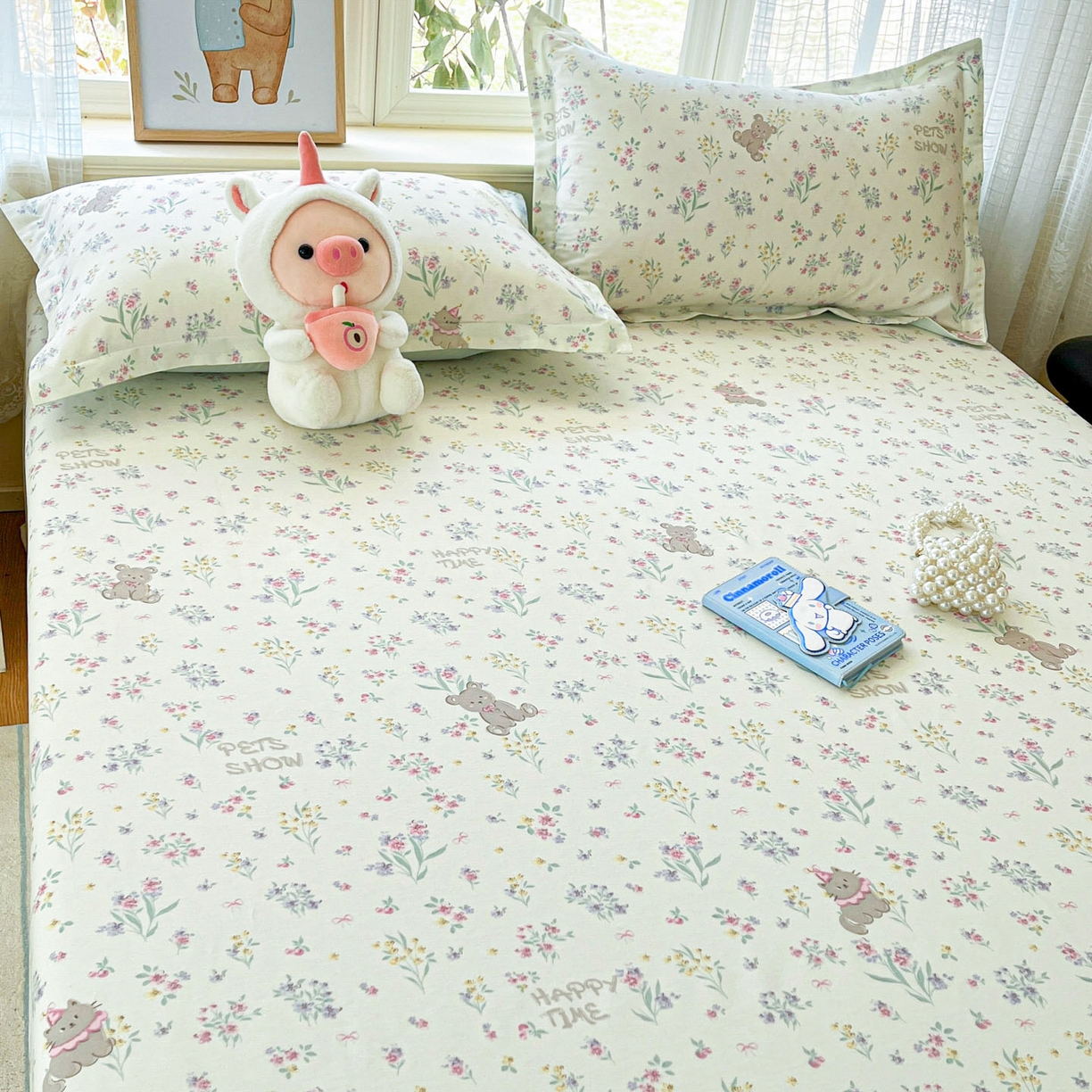 91家纺网 家纺一手货源 找家纺 铭成家纺 2026新款全棉印花小清新单床单（提供买家秀） 花园宝贝